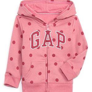 babyGap Logo pink Polka dot Print Zip Hoodie infant cotton zipper 3-6 months